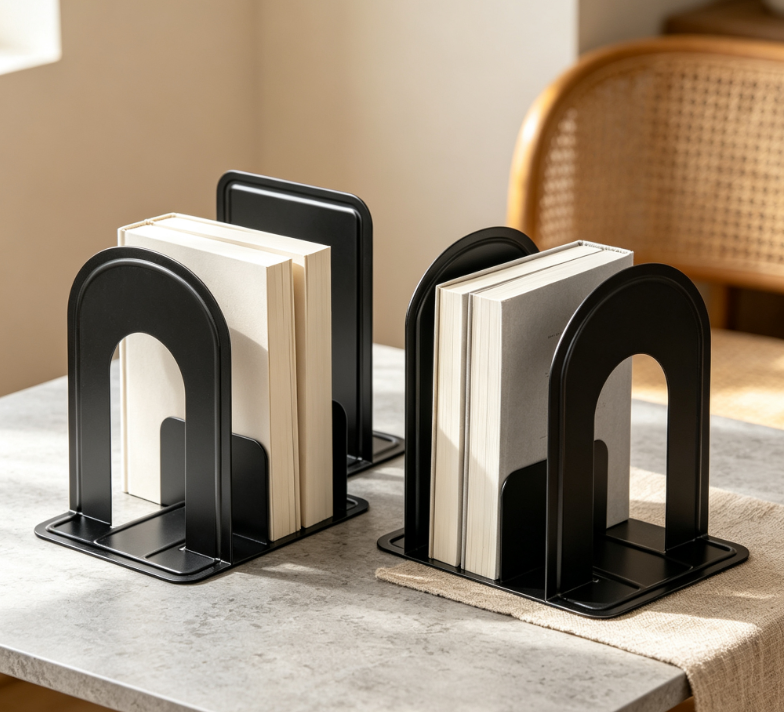 Matte Painted Weighted Metal Bookends, Large Size, Anti-slip, 1 Pair - Image 2