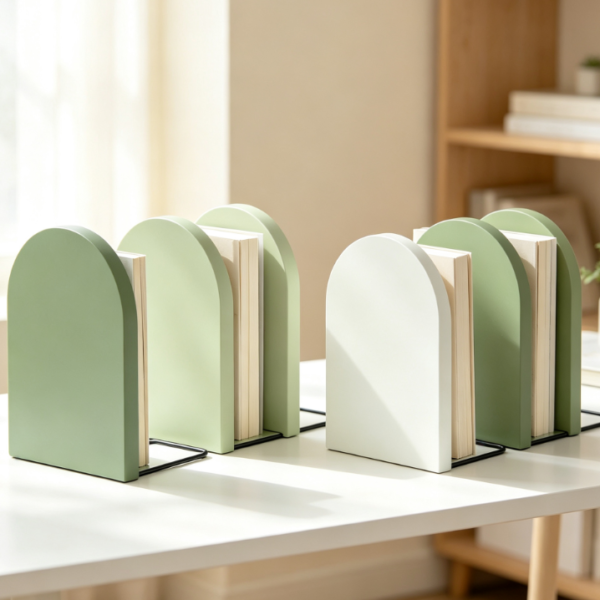 Bohemian-Style Wooden Bookends – Sage Green (Set of 4)