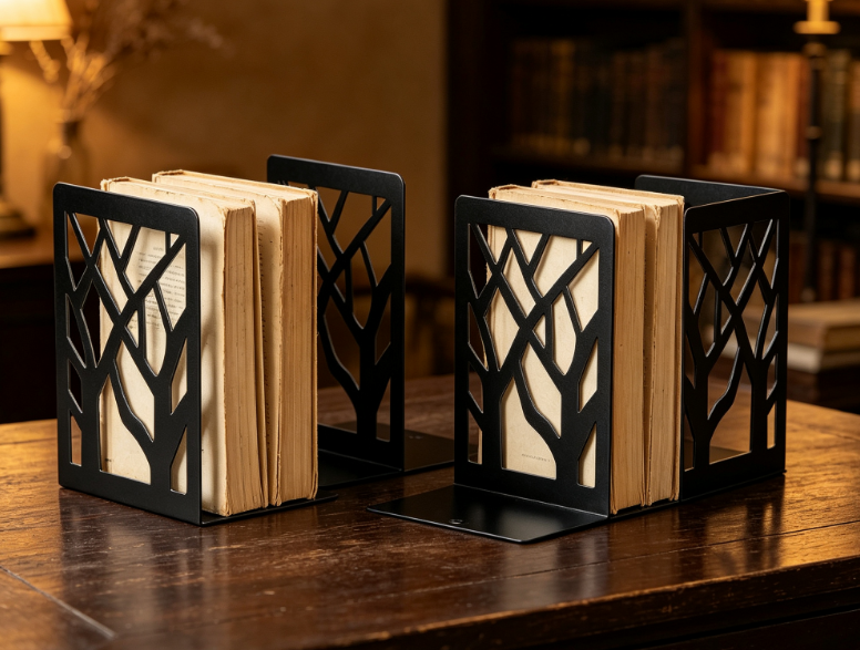 Tree-Shaped Metal Bookends, Weighted and Anti-Slip, 4-Pack - Image 2