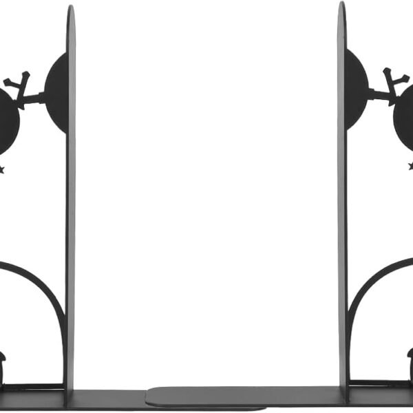 Moon Phase Metal Bookends – Heavy-Duty Gothic Style – Matte Finish – Pair
