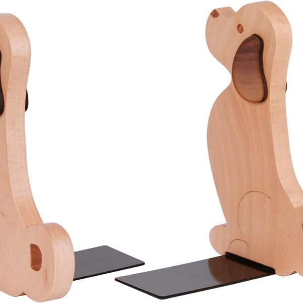 Puppy-Shaped Wooden Bookends – Cute Decor (Set of 2)