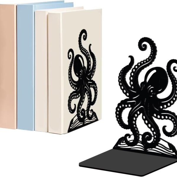 Octopus-Shaped Metal Bookends – Heavy-Duty, Non-Slip, Modern Design (1 Pair)
