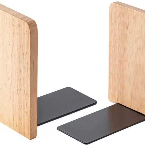 Small Solid Wood Bookends (Set of 2) – Suitable for Home & Office Bookshelves