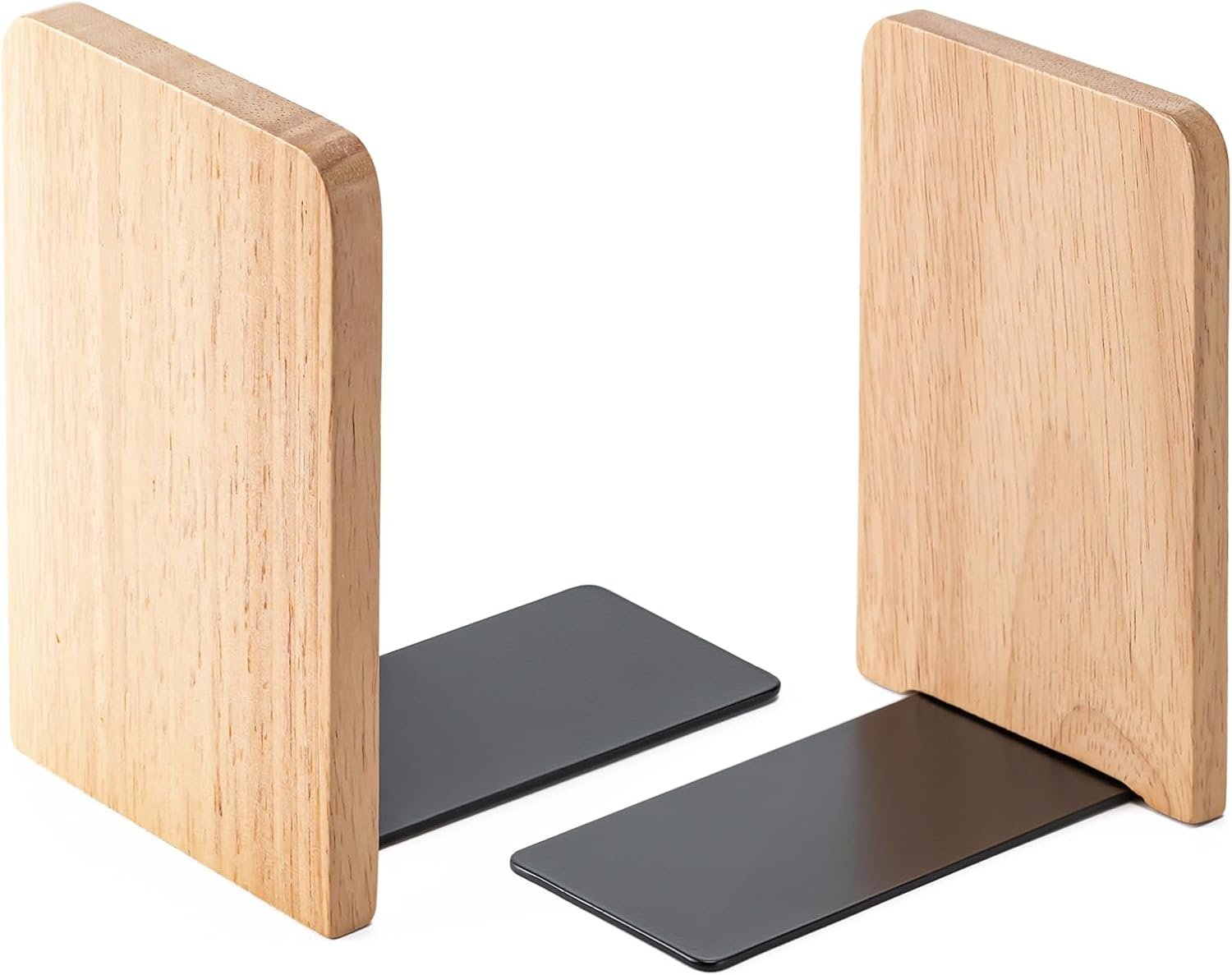 Small Solid Wood Bookends (Set of 2) – Suitable for Home & Office Bookshelves