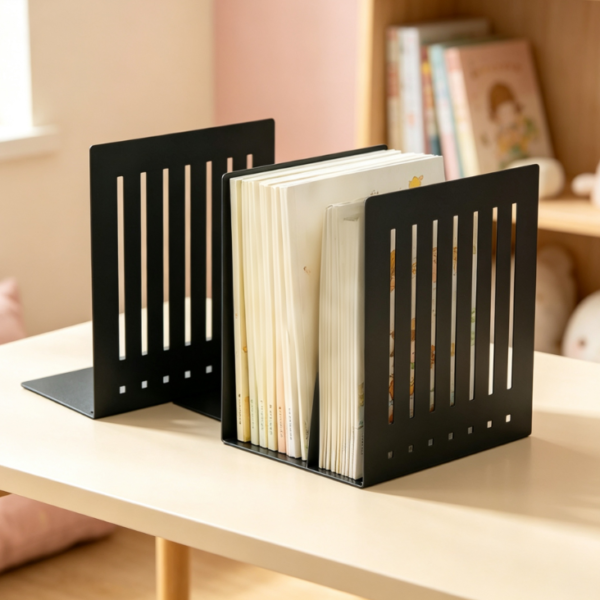 Thickened Metal Scratch-Resistant Bookends with Anti-Slip Base (1 Pair)