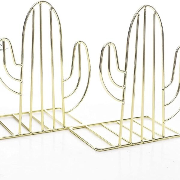Cactus-Shaped Metal Bookends – Iron – Non-Slip – 1 Pair