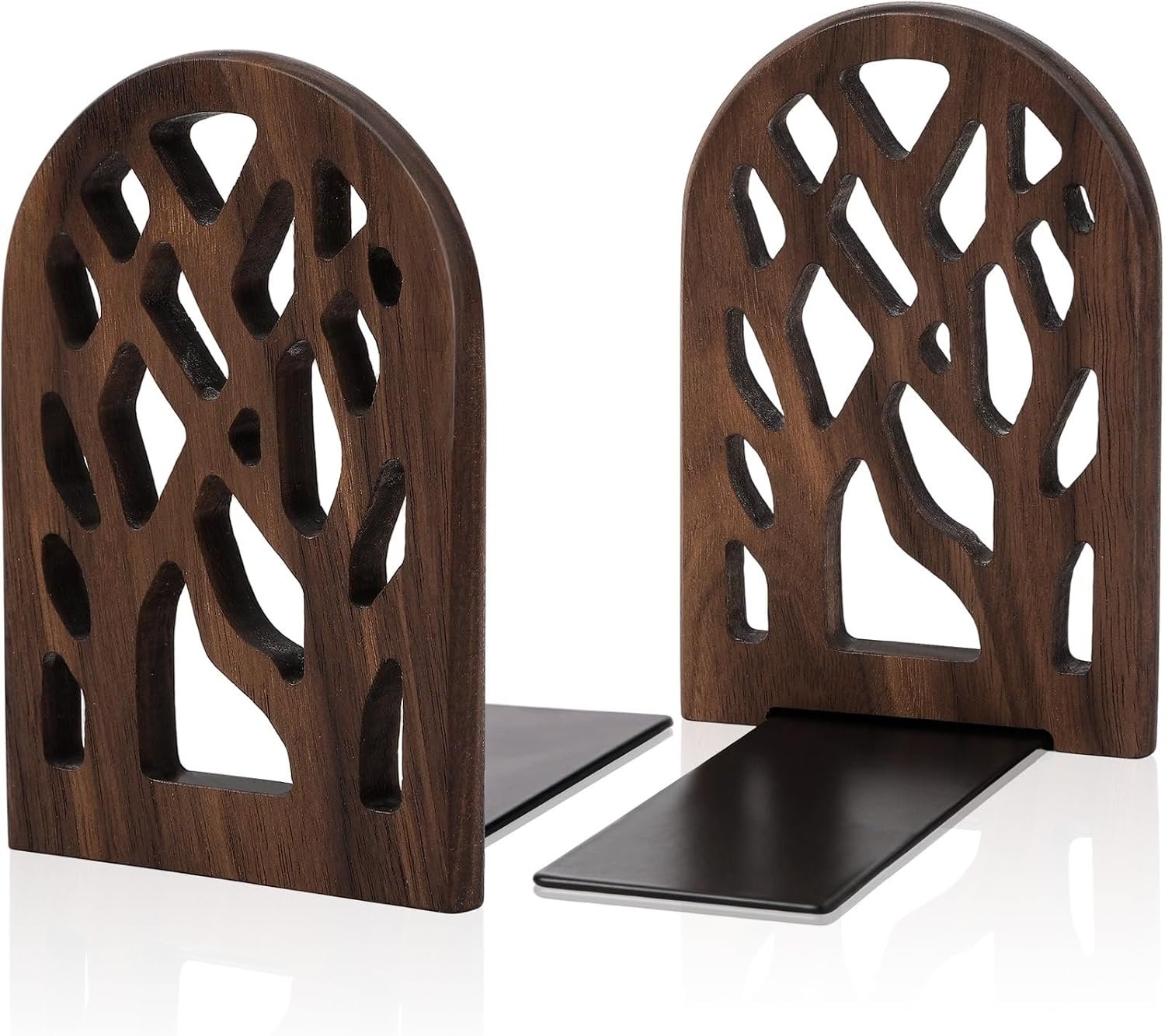 Tree-Shaped Wooden Bookends – Large, Heavy-Duty, Non-Slip (Set of 2)