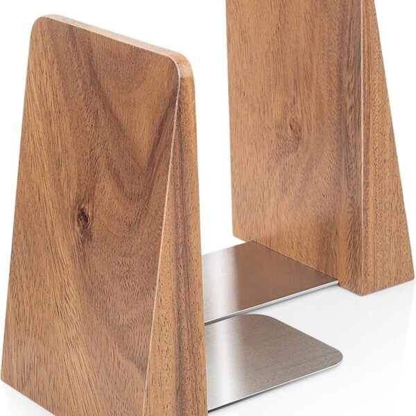Large Handmade Walnut Bookends for Heavy Books – Decorative Style (Pair)