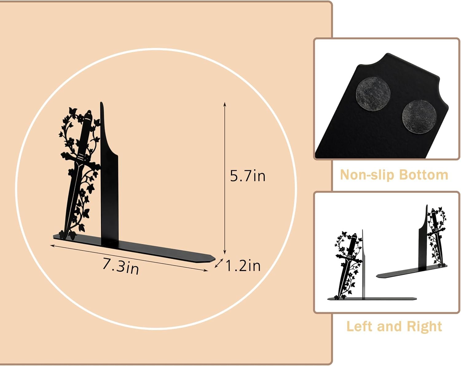 Dagger-Shaped Metal Bookends – Unique Design – 1 Pair - Image 2