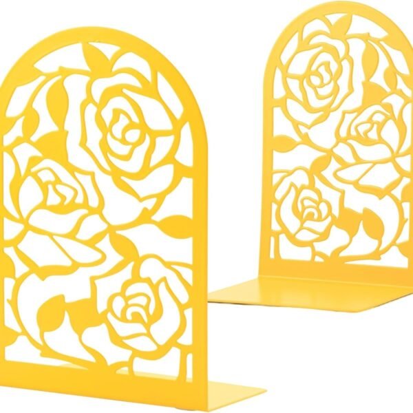 Rose Gold Metal Bookends – Elegant Design – 17.8cm Height – Pair